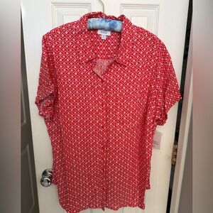 Croft & Barrow Red Geometric Button Down Shirt